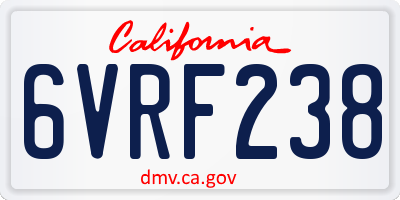 CA license plate 6VRF238