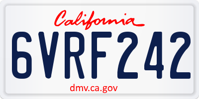 CA license plate 6VRF242