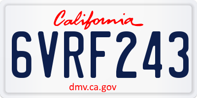 CA license plate 6VRF243