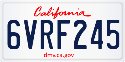 CA license plate 6VRF245
