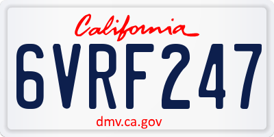 CA license plate 6VRF247
