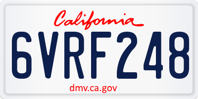 CA license plate 6VRF248
