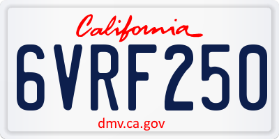 CA license plate 6VRF250