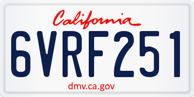 CA license plate 6VRF251