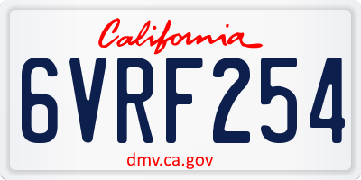 CA license plate 6VRF254