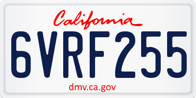 CA license plate 6VRF255