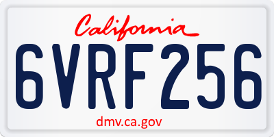 CA license plate 6VRF256