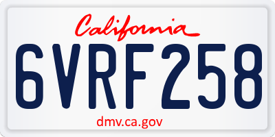 CA license plate 6VRF258