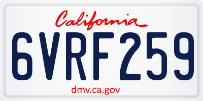 CA license plate 6VRF259