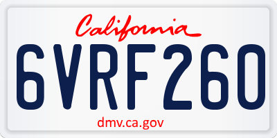 CA license plate 6VRF260
