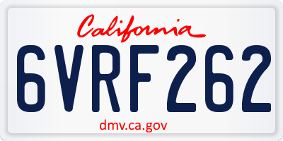 CA license plate 6VRF262