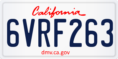 CA license plate 6VRF263