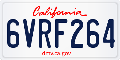 CA license plate 6VRF264