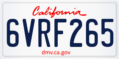 CA license plate 6VRF265