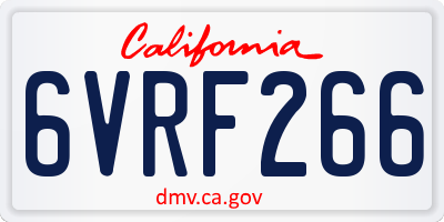 CA license plate 6VRF266