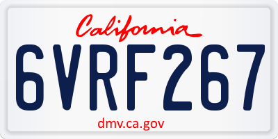CA license plate 6VRF267