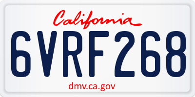 CA license plate 6VRF268