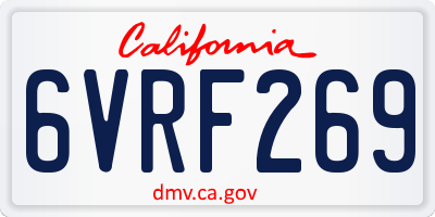 CA license plate 6VRF269