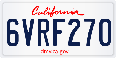 CA license plate 6VRF270