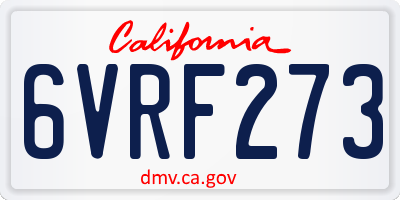 CA license plate 6VRF273