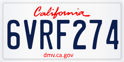 CA license plate 6VRF274