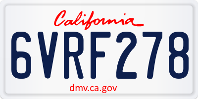 CA license plate 6VRF278