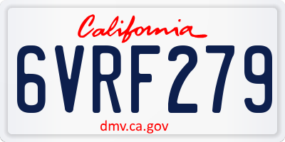 CA license plate 6VRF279