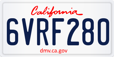 CA license plate 6VRF280