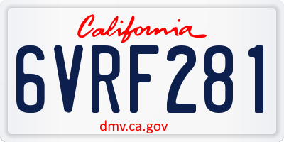 CA license plate 6VRF281