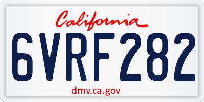 CA license plate 6VRF282