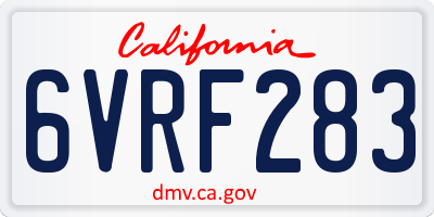 CA license plate 6VRF283