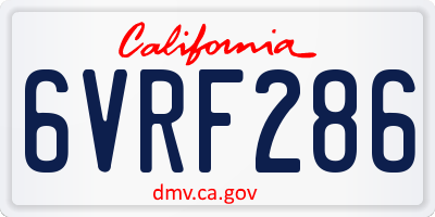 CA license plate 6VRF286