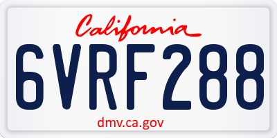 CA license plate 6VRF288