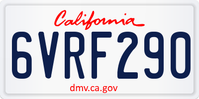 CA license plate 6VRF290