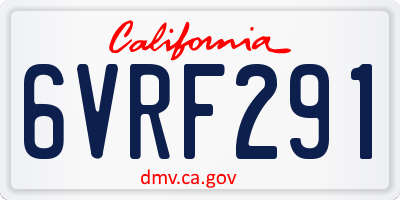 CA license plate 6VRF291