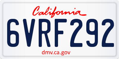 CA license plate 6VRF292