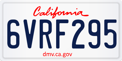 CA license plate 6VRF295