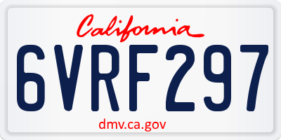 CA license plate 6VRF297