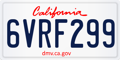 CA license plate 6VRF299