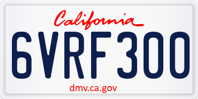 CA license plate 6VRF300
