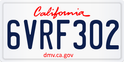 CA license plate 6VRF302
