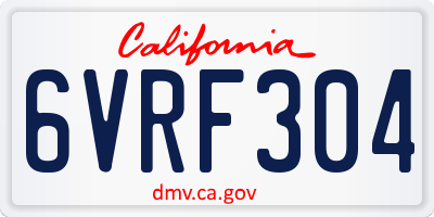 CA license plate 6VRF304