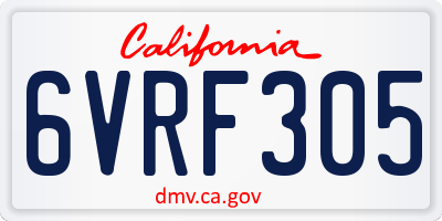 CA license plate 6VRF305