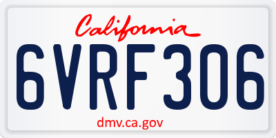 CA license plate 6VRF306