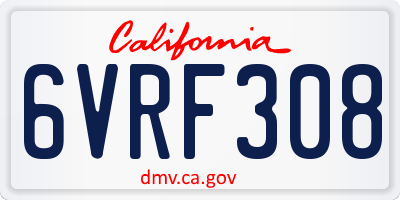 CA license plate 6VRF308