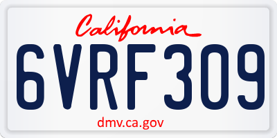 CA license plate 6VRF309