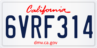 CA license plate 6VRF314