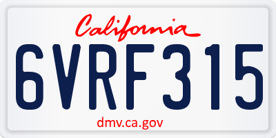 CA license plate 6VRF315