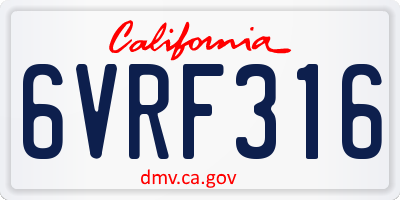 CA license plate 6VRF316