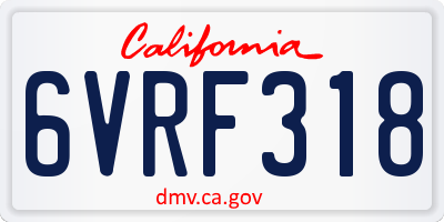 CA license plate 6VRF318